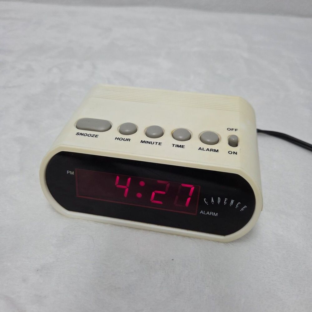 Vintage Cadence Model 1201 Digital Alarm Clock White Snooze Tested Working